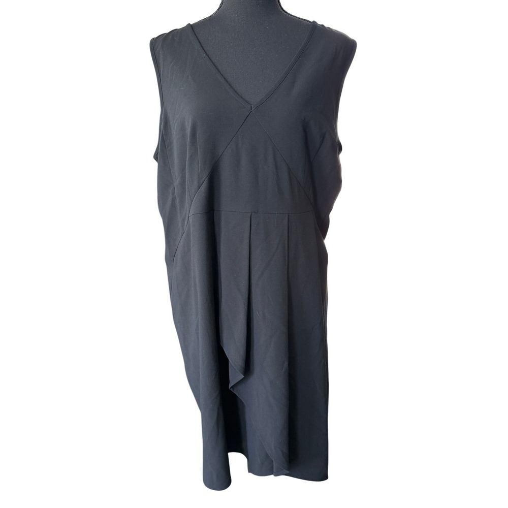 Gap Womens Black V-Neck Sleeveless Pleated Draped Mini Dress Size‎ 14 NWT Preppy